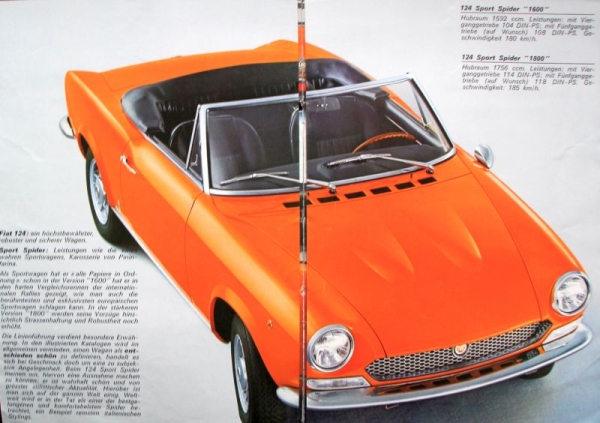Fiat 124 Sport Spider 1800 Modelprogram 1967 Carbrochure (2443)